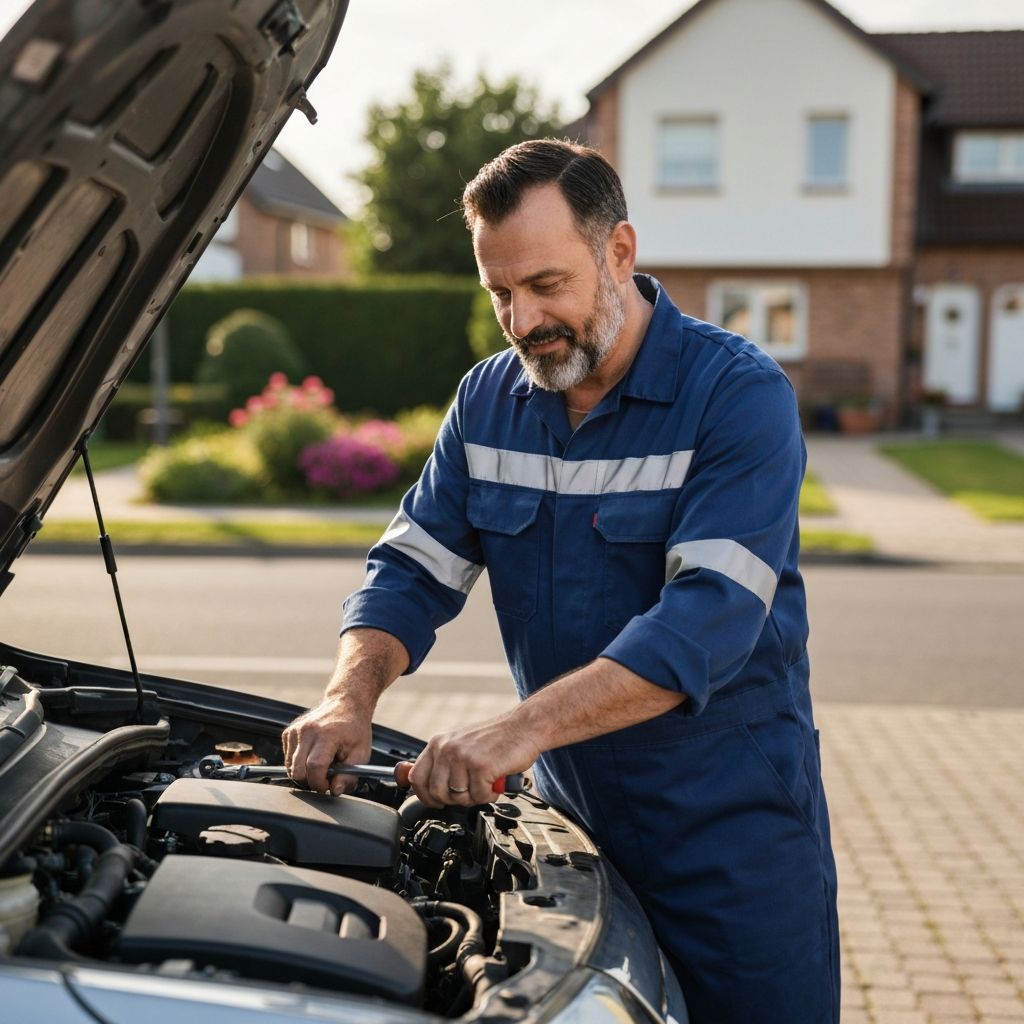 Mechanic providing doorstep car service